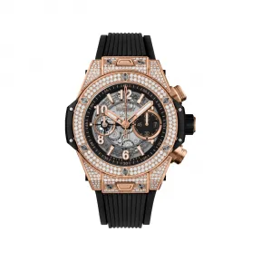 宇舶/Hublot Big Bang系列 缎面及抛光18K王金镶嵌162颗钻石，重约1.1克拉 44 毫米 男表 421.OX.1180.RX.1704