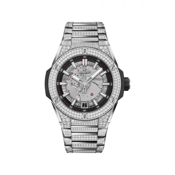 宇珀/Hublot Big Bang系列 40MM 抛光钛金属，镶嵌128颗钻石 自动机械机芯 男表 456.NX.0170.NX.3704