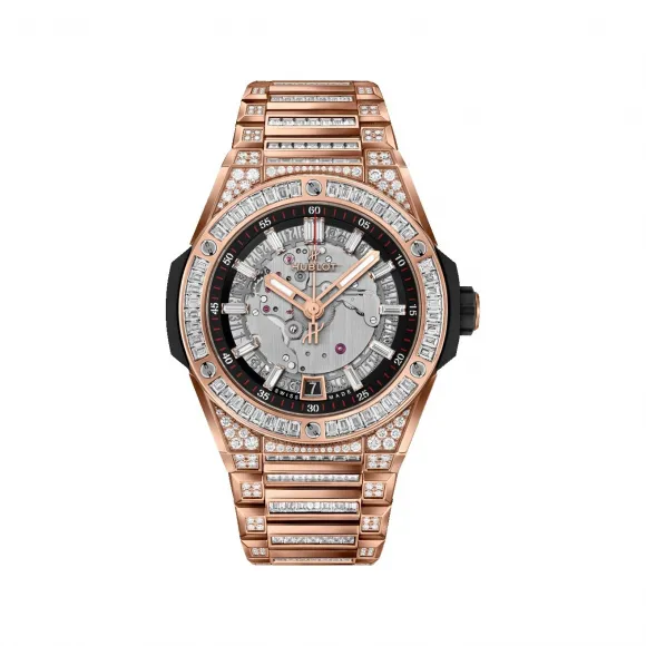 宇珀/Hublot Big Bang系列 40MM 抛光18K王金，镶嵌82颗长方形切割钻石 自动机械机芯 男表 456.OX.0180.OX.9804
