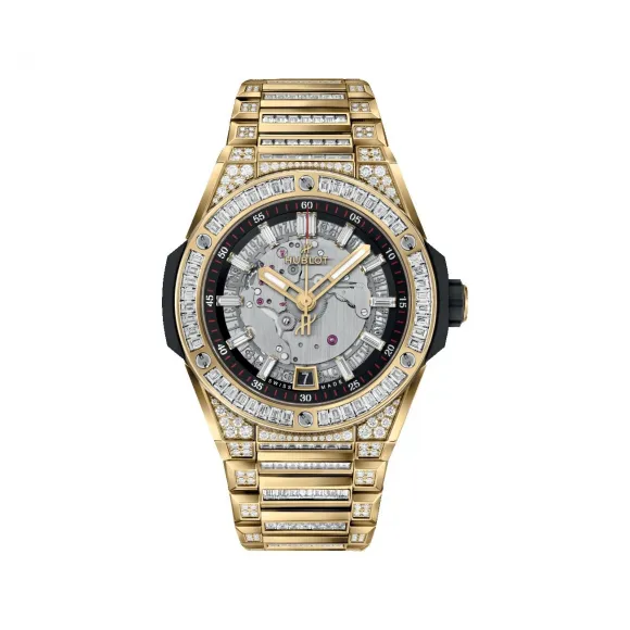 宇珀/Hublot Big Bang系列 40MM 抛光18K黄金，镶嵌82颗长方形切割钻石 自动机械机芯 男表 456.VX.0130.VX.9804