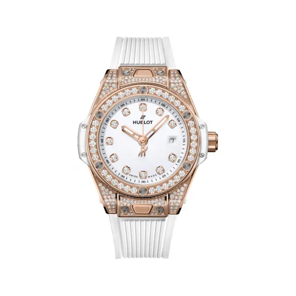 宇舶/Hublot Big Bang系列 33MM 抛光18K王金镶嵌130钻石，重0.4克拉 自动机械机芯 女表 485.OE.2210.RW.1604