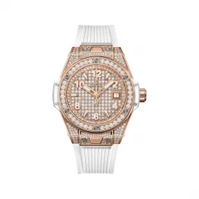 宇舶/Hublot Big Bang系列 33MM 抛光18K王金镶嵌130钻石，重0.4克拉 自动机械机芯 女表 485.OE.9000.RW.1604