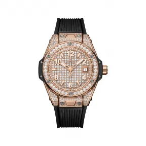 宇舶/Hublot Big Bang系列 33MM 抛光18K王金镶嵌130钻石，重0.4克拉 自动机械机芯 女表 485.OX.9000.RX.1604