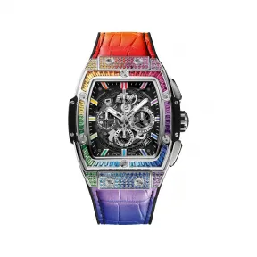 宇舶/Hublot Big Bang灵魂系列 缎面及抛光钛金属，镶嵌红宝石，粉红色蓝宝石，紫水晶，蓝色蓝宝石，蓝色托帕石，沙弗莱石，黄色蓝宝石和橙色蓝宝石共166颗 42 毫米 男表 641.NX.0117.LR.0999