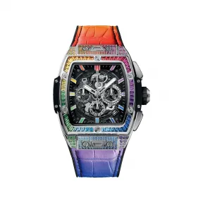 宇舶/Hublot Big Bang灵魂系列 42MM 缎面及抛光钛金属，镶嵌红宝石，粉红色蓝宝石，紫水晶，蓝色蓝宝石，蓝色托帕石，沙弗莱石，黄色蓝宝石和橙色蓝宝石共156颗 自动机械机芯 男表 642.NX.0117.LR.0999