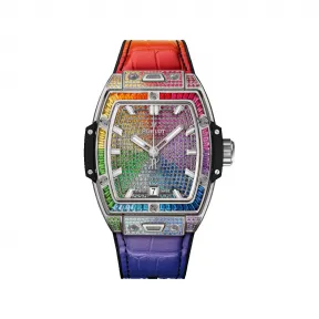 宇舶/Hublot Big Bang灵魂系列 39MM 缎面及抛光钛金属，镶嵌红宝石，粉红色蓝宝石，紫水晶，蓝色蓝宝石，蓝色托帕石，沙弗莱石，黄色蓝宝石和橙色蓝宝石共164颗 自动机械机芯 男表 662.NX.9900.LR.0999