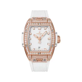 宇珀/Hublot Big Bang灵魂系列 32MM 缎面抛光18K王金，镶嵌96颗钻石 自动机械机芯 女表 682.OE.2080.RW.1604