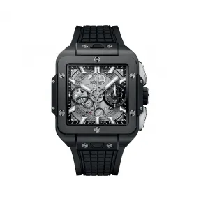 宇珀/Hublot Square Bang 42MM 微珠喷砂及抛光黑色陶瓷 自动机械机芯 男表 821.CI.0170.RX