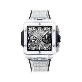 宇珀/Hublot Square Bang 42MM 微珠喷砂及抛光白色陶瓷 自动机械机芯 男表 821.HX.0170.RX