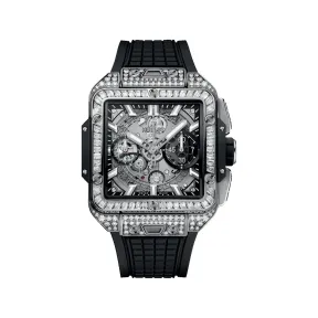 宇珀/Hublot Square Bang 42MM 抛光钛金属，镶嵌94颗钻石 自动机械机芯 男表 821.NX.0170.RX.0904