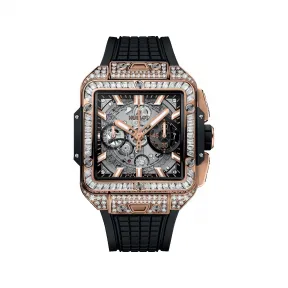 宇珀/Hublot Square Bang 42MM 抛光18K王金，镶嵌94颗钻石 自动机械机芯 男表 821.OX.0180.RX.0904