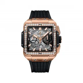 宇珀/Hublot Square Bang 42MM 缎面及抛光18K王金 自动机械机芯 男表 821.OX.0180.RX.1204