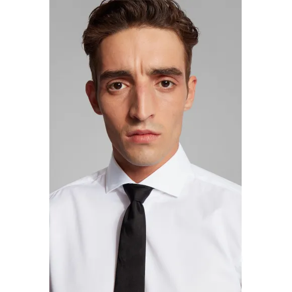 雨果博斯/Hugo Boss 修身版翻折袖口纯棉衬衫：[ Jaiden] hbas50308164100