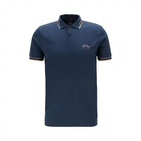 雨果博斯/Hugo Boss 男士弯曲徽标弹力珠地布修身 Polo 衬衫 hbas50412675412