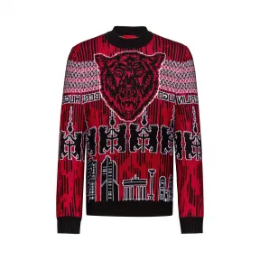 雨果博斯/Hugo Boss 超大款柏林图案针织毛衣 hbas50418607619