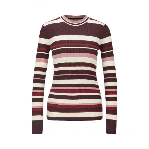 雨果博斯/Hugo Boss 女士系列主打色条纹装饰修身针织上衣 hbas50420041975