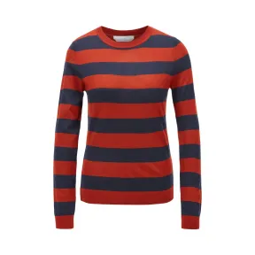 雨果博斯/Hugo Boss 女士条纹初剪羊毛修身毛衣 hbas50421643979