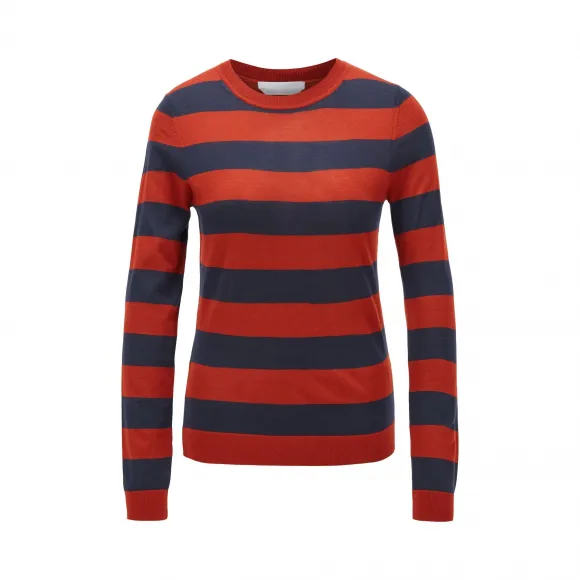 雨果博斯/Hugo Boss 女士条纹初剪羊毛修身毛衣 hbas50421643979