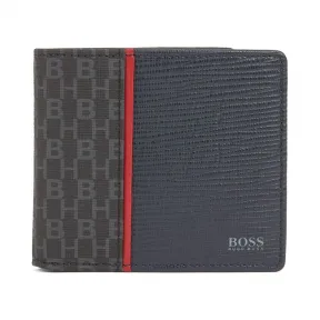 雨果博斯/Hugo Boss 压纹皮革加交织字母图案织物拼接钱包 hbas50422662411