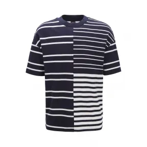 雨果博斯/Hugo Boss 李易峰同款混搭条纹弹力棉休闲 T 恤 hbas50423286402