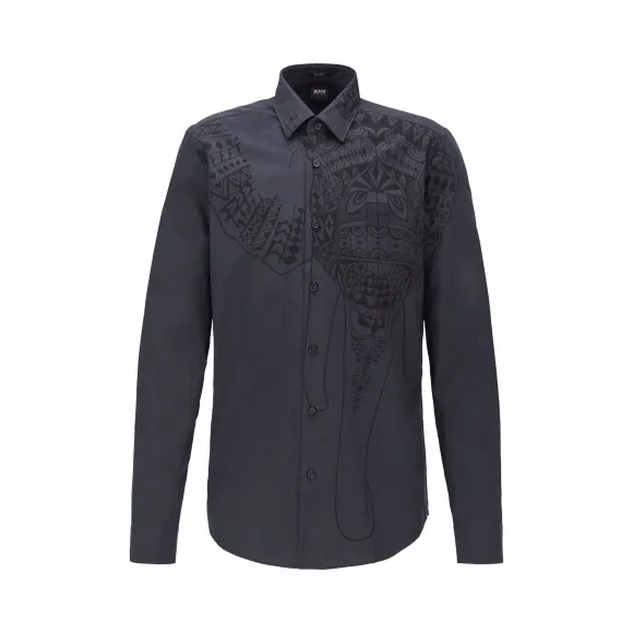 雨果博斯/Hugo Boss 印花常规版型棉质衬衫 hbas50423344001