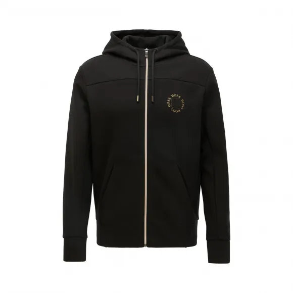 雨果博斯/Hugo Boss 男士层叠金属徽标拉链连帽衫 hbas50423593012