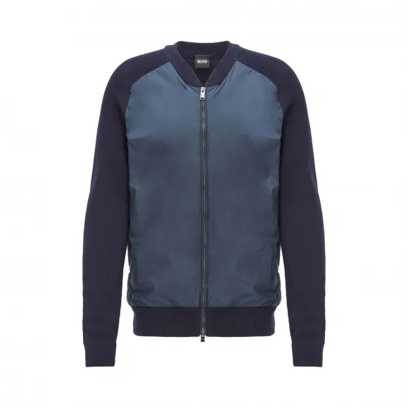 雨果博斯/Hugo Boss Porsche x BOSS联名款男士罗纹衣袖及突出细节拉链夹克 hbas50423844402