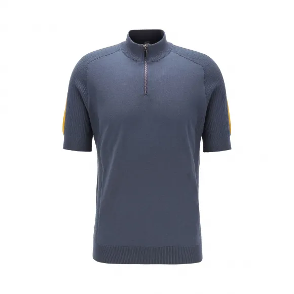 雨果博斯/Hugo Boss Porsche x BOSS联名款男士拉链衣领初剪羊毛短袖毛衣 hbas50423854406