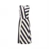雨果博斯/Hugo Boss 中长款拼接条纹皱褶绉纱连衣裙 50423954963