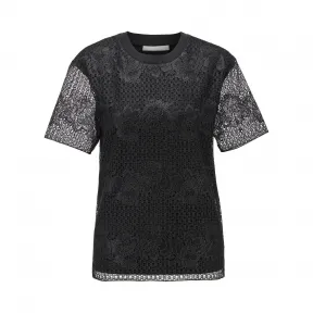 雨果博斯/Hugo Boss 女士同色衬里交织字母加花卉装饰蕾丝上衣 hbas50424064001