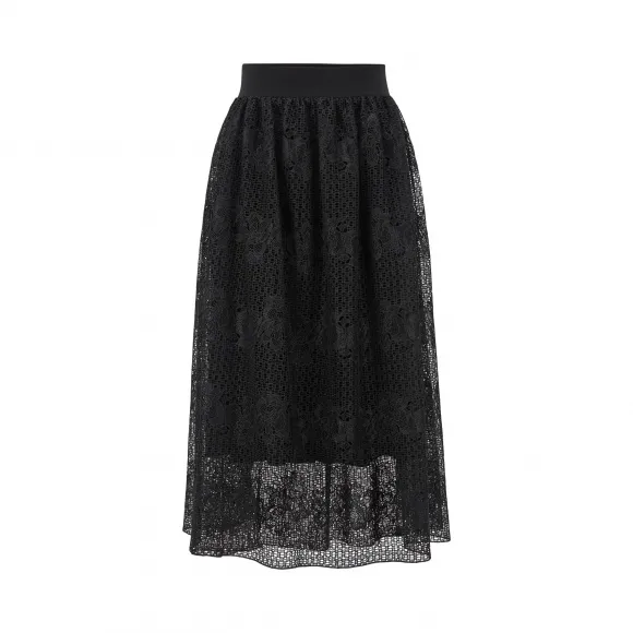 雨果博斯/Hugo Boss 女士同色衬里交织字母加花卉装饰蕾丝半身裙 hbas50424065001