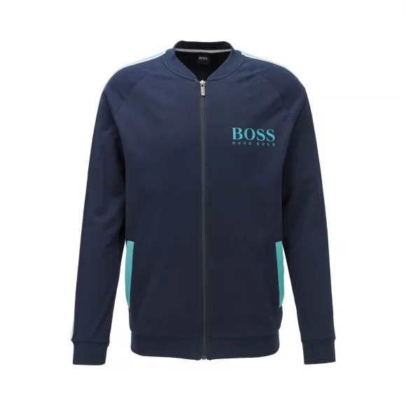 雨果博斯/Hugo Boss 男士条纹衣袖棉质毛圈布徽标夹克 hbas50424789403