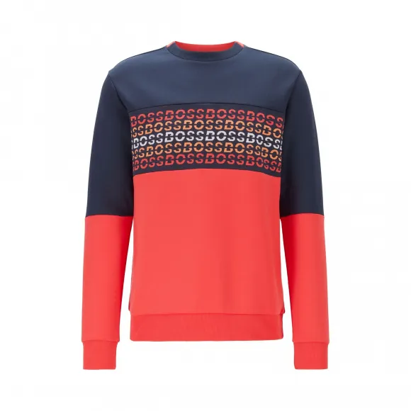 雨果博斯/Hugo Boss 男士配以重复标识提花插片的棉质混纺运动衫 hbas50425026410