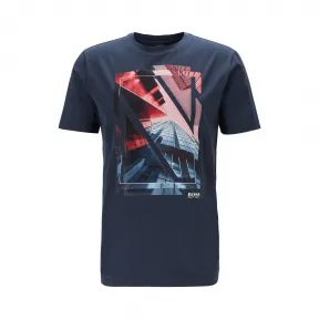 雨果博斯/Hugo Boss 男士网纱图案圆领平纹布 T 恤 hbas50425690410