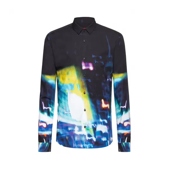 雨果博斯/Hugo Boss 男士城市光影印花超修身棉衬衫 hbas50427457001