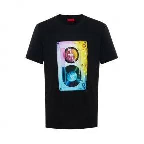 雨果博斯/Hugo Boss 男士盒式磁带图案印花平纹针织棉T恤 hbas50428216001