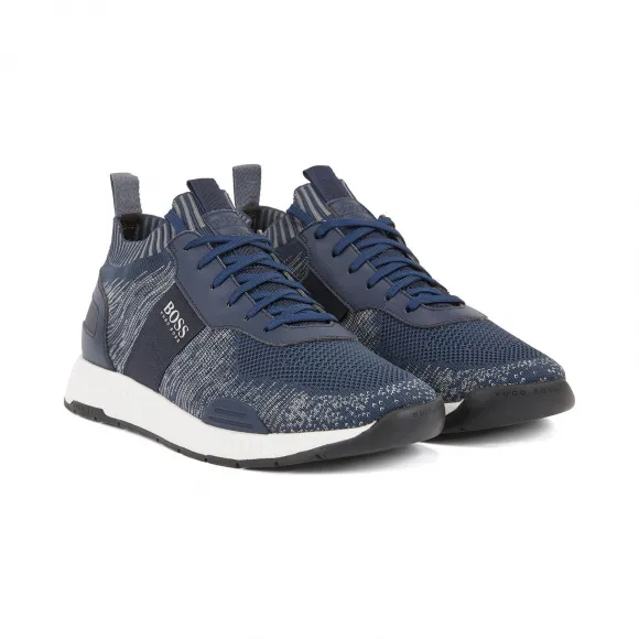 雨果博斯/Hugo Boss 男士混合材质针织袜跑步运动鞋 hbas50428541401