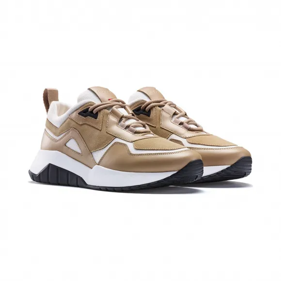 雨果博斯/Hugo Boss 男士纳帕革网眼细节跑步风格运动鞋 hbas50428570260