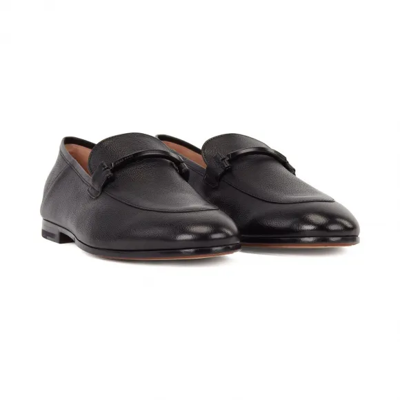 雨果博斯/Hugo Boss 男士意大利制造粒面皮革可折叠鞋跟乐福鞋 hbas50428685001