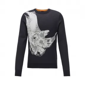 雨果博斯/Hugo Boss 男士提花艺术风图案加跳色饰边装饰棉质卫衣 hbas50428815001