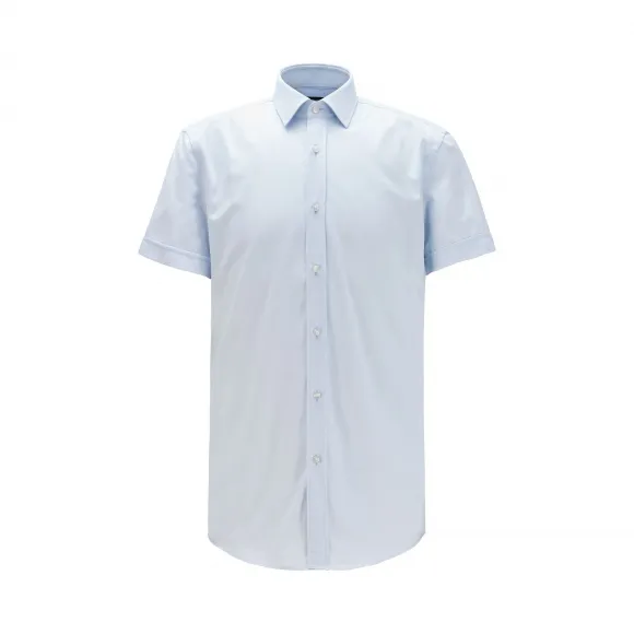 雨果博斯/Hugo Boss 男士斜纹棉修身短袖衬衫 hbas50429441450