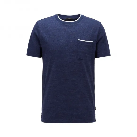 雨果博斯/Hugo Boss 条纹饰边花灰棉修身 T 恤 hbas50430022482