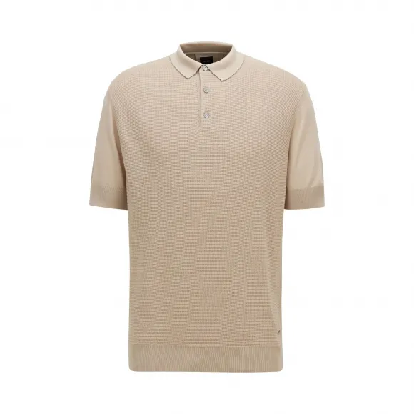 雨果博斯/Hugo Boss 丝绸混纺反领短袖毛衣 hbas50430115277