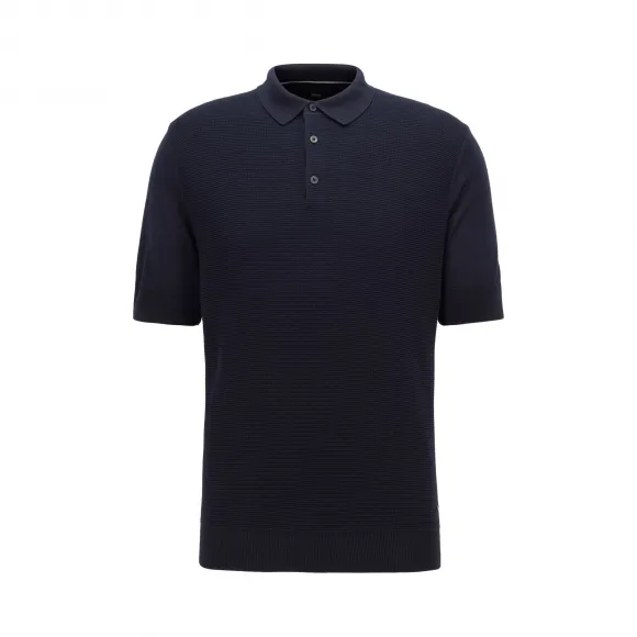 雨果博斯/Hugo Boss 丝绸混纺反领短袖毛衣 hbas50430115402