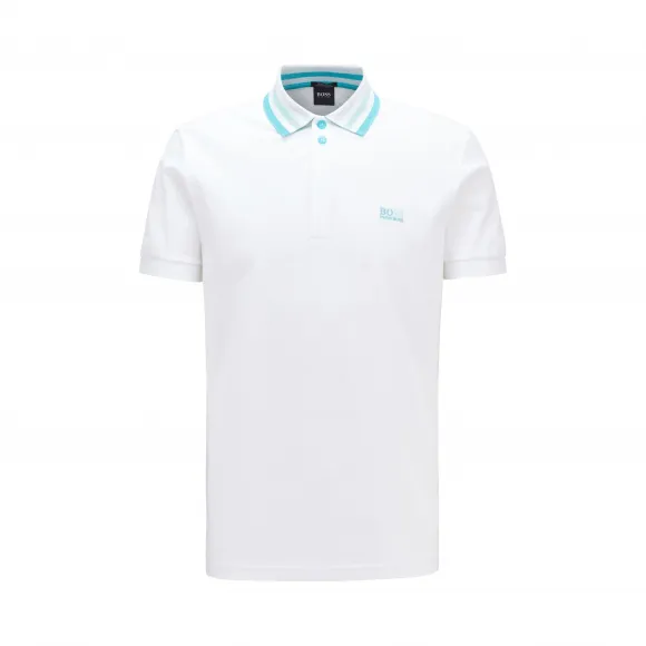 雨果博斯/Hugo Boss 条纹网状衣领棉质珠地布 Polo 衫 50430630100