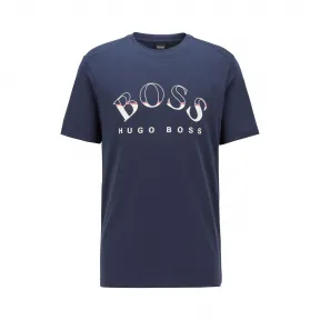 雨果博斯/Hugo Boss 弧形徽标印花非洲棉 T 恤 hbas50431773410