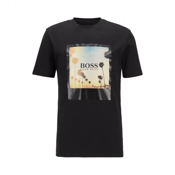 雨果博斯/Hugo Boss 夏日主题印花可回收棉质 T 恤 hbas50432988001