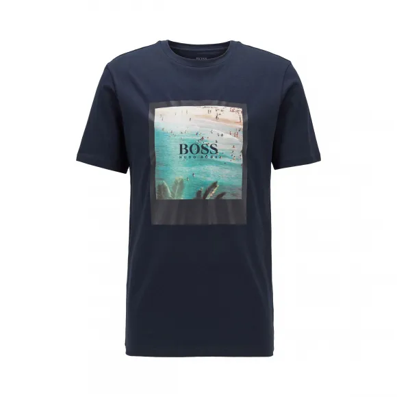 雨果博斯/Hugo Boss 夏日主题印花可回收棉质 T 恤 hbas50432988404