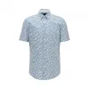 雨果博斯/Hugo Boss 树叶印花棉加亚麻混纺修身衬衫 50433096352
