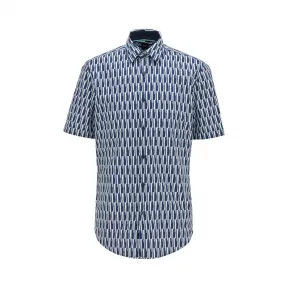 雨果博斯/Hugo Boss 印花棉加亚麻混纺常规版型衬衫 hbas50433101407